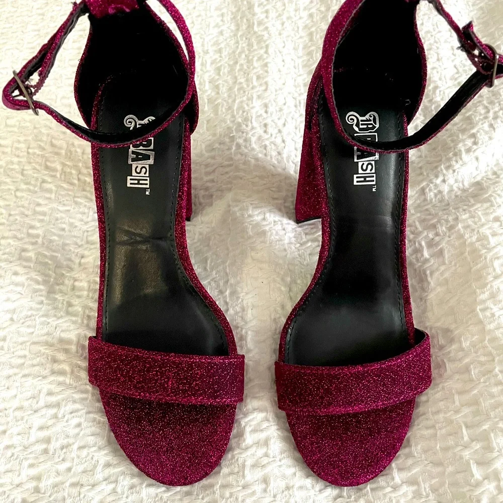 Brash Sparkly Magenta Chunk Heel Size 7 - Picture 2 of 10